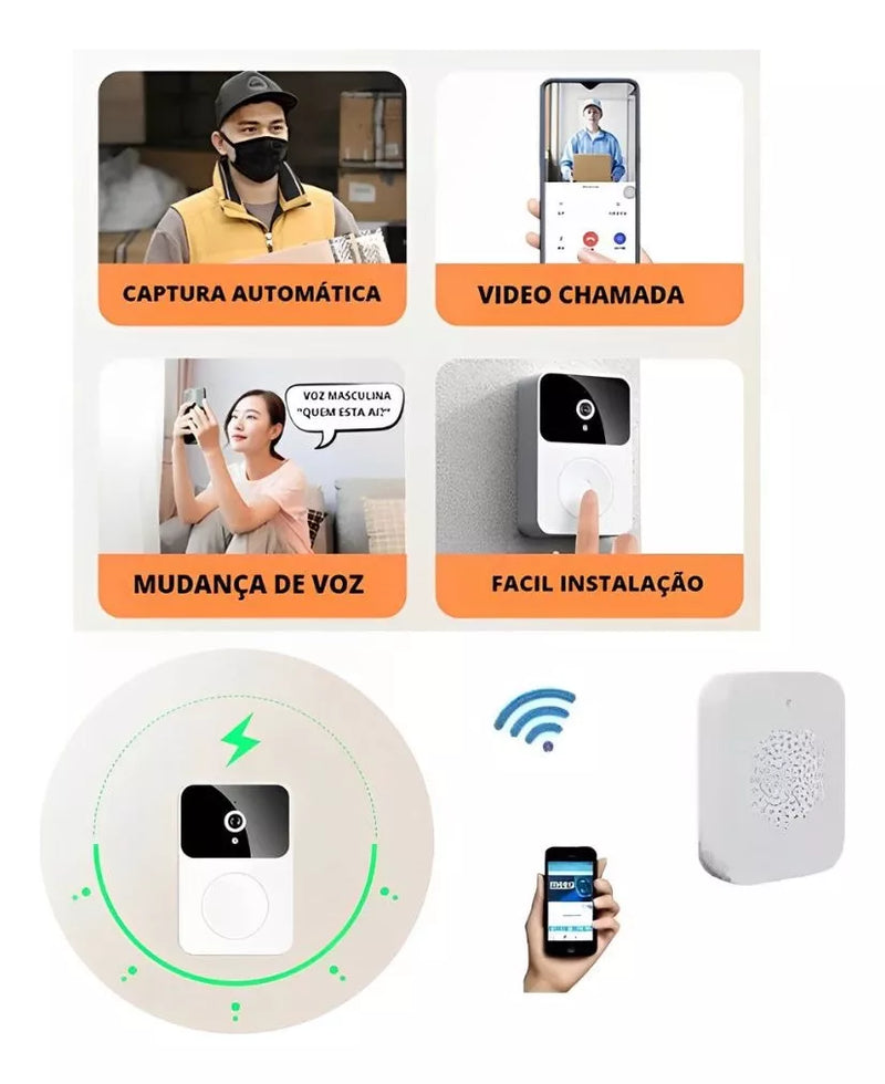 Campainha Com Video Porteiro Smart Wifi Atende Pelo Celular